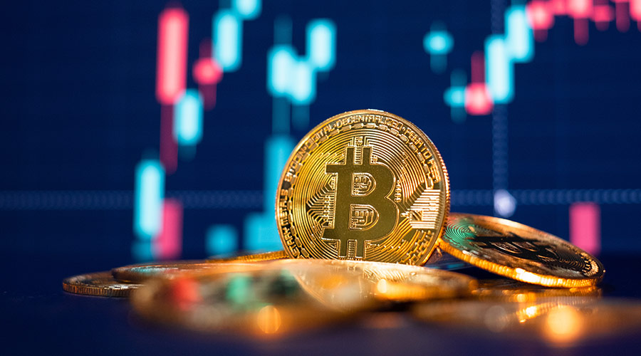 a bitcoin sign to represent ransomware and bitcoin