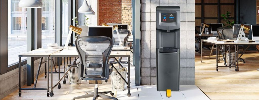 A bottleless water cooler in the breakroom