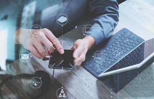 Man holding cellphone for communication