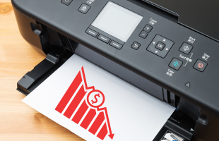 Printer with money loss graph