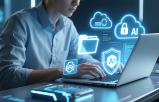 AI and cloud technology and a computer