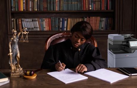 Legal judge next to TASKalfa printer