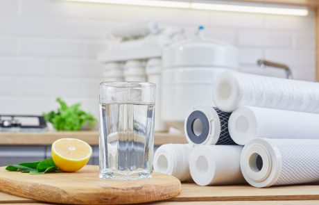 Reverse Osmosis filters and glass of clean water