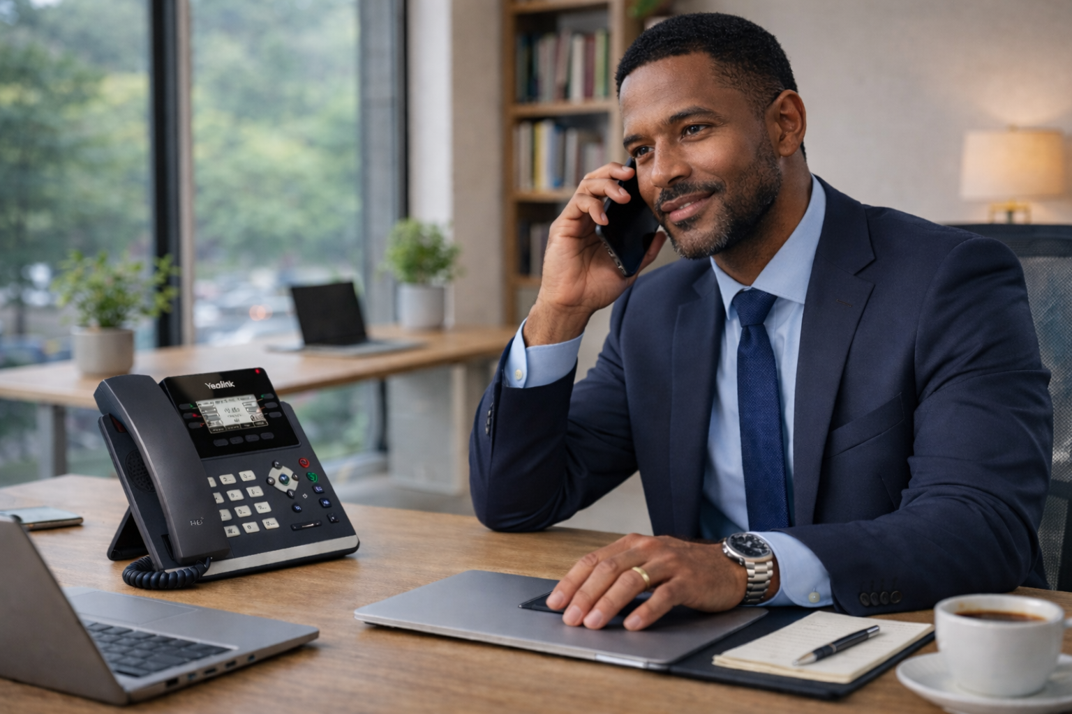 Businessman Answering Phone