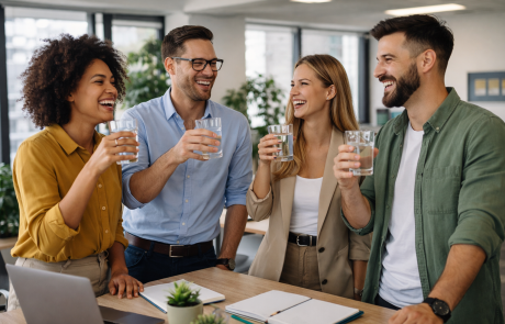 Office Employees Drinking Clean Water