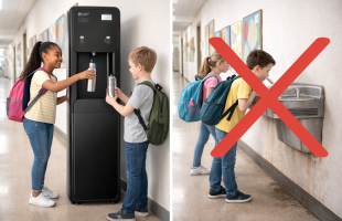 bottleless water cooler at school vs water fountain